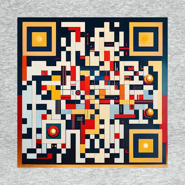 RickRoll QR Code Abstract Constructivist Painting by ravel.live